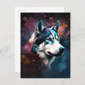Husky Modern Abstracte hond schilderkunst Briefkaart (Voorkant / Achterkant)