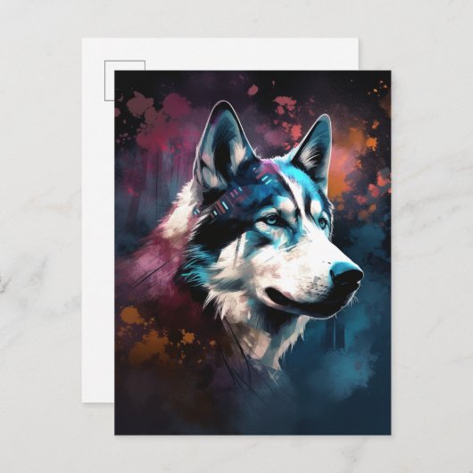 Husky Modern Abstracte hond schilderkunst Briefkaart (Voorkant / Achterkant)