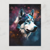 Husky Modern Abstracte hond schilderkunst Briefkaart (Voorkant)