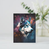 Husky Modern Abstracte hond schilderkunst Briefkaart (Staand voorkant)