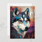 Husky Modern Abstracte hond schilderkunst Briefkaart (Voorkant / Achterkant)