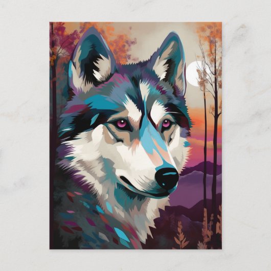 Husky Modern Abstracte hond schilderkunst Briefkaart (Voorkant)