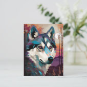 Husky Modern Abstracte hond schilderkunst Briefkaart (Staand voorkant)
