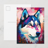 Husky Modern Abstracte hond schilderkunst Briefkaart (Voorkant / Achterkant)