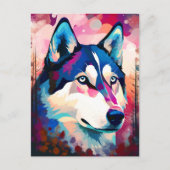 Husky Modern Abstracte hond schilderkunst Briefkaart (Voorkant)