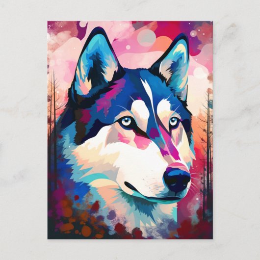 Husky Modern Abstracte hond schilderkunst Briefkaart (Voorkant)