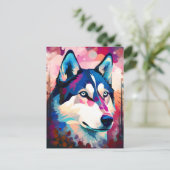 Husky Modern Abstracte hond schilderkunst Briefkaart (Staand voorkant)