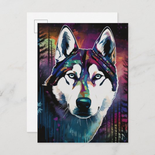 Husky Modern Abstracte hond schilderkunst Briefkaart (Voorkant / Achterkant)