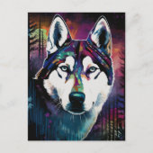 Husky Modern Abstracte hond schilderkunst Briefkaart (Voorkant)
