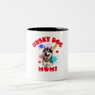 Husky Moeder Hondenliefhebber Beste Hond Moeder Oo Tweekleurige Koffiemok