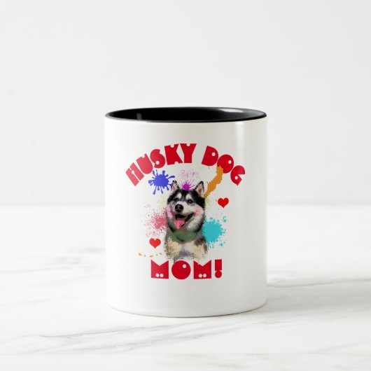 Husky Moeder Hondenliefhebber Beste Hond Moeder Oo Tweekleurige Koffiemok (Center)
