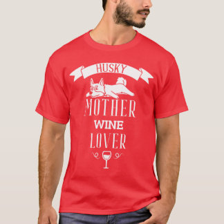 Husky Moeder Wijnliefhebber retro T-shirt