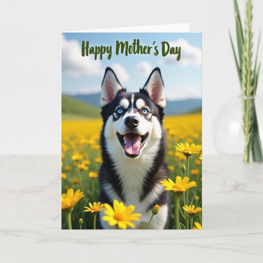 Husky Moederdag Illustratiekaart Kaart (Voorkant)