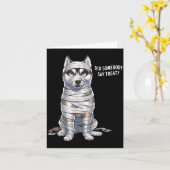 Husky-mummie Halloween-hond Kaart (Gele Bloem)