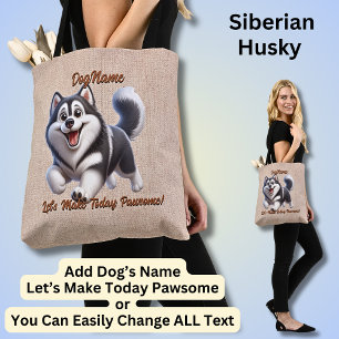 Husky - Naam van hond toevoegen, tekst wijzigen Tote Bag
