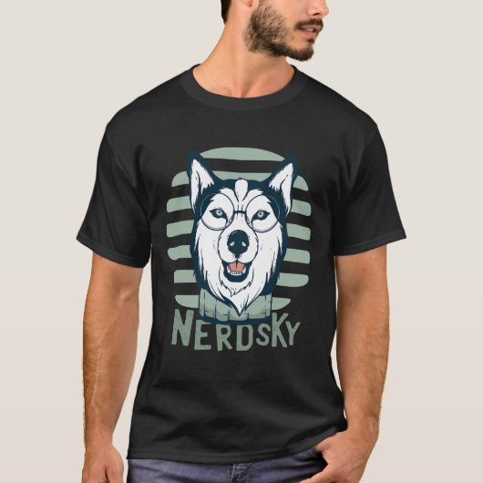 Husky Nerd met bril T-shirt (Voorkant)