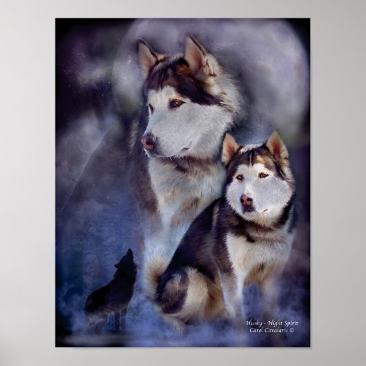 Husky - Night Spirit Art Poster/Print Poster (Voorkant)