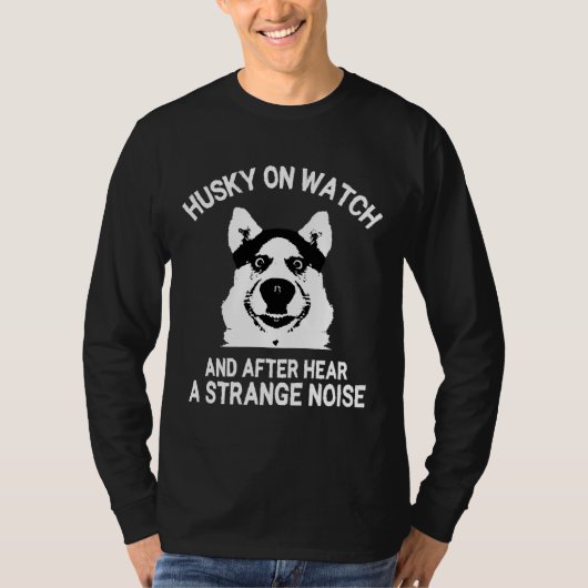 Husky op horloge grappige meme t-shirt (Voorkant)