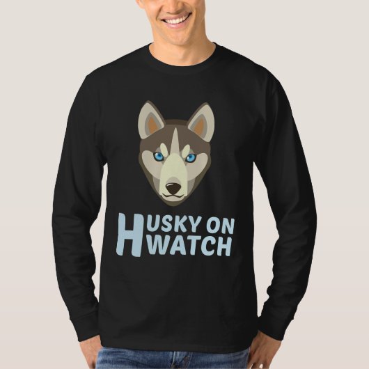 Husky op horloge Husky Wolf T-shirt (Voorkant)