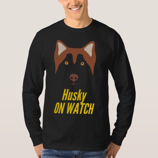 Husky op horlogehoofd van Siberische Husky T-shirt (Voorkant)