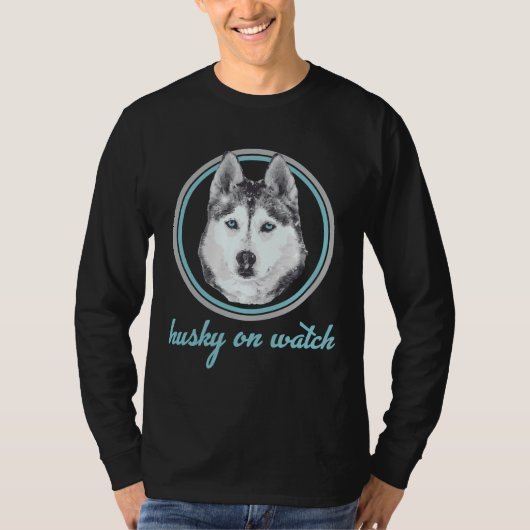 Husky op horlogelicht t-shirt (Voorkant)