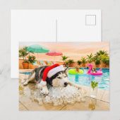 Husky op rotsen met Kerstmis Briefkaart (Voorkant / Achterkant)