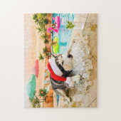 Husky op rotsen met Kerstmis Legpuzzel (Verticaal)