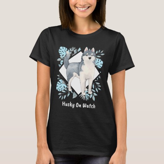 Husky op wacht! t-shirt (Voorkant)
