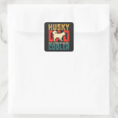 Husky Pap, Reguliere Pap Verhoogd naar Coolness Gr Vierkante Sticker (Tas)
