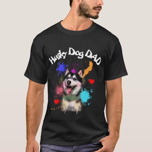 Husky papa Hondenliefhebber beste hond papa ooit T-shirt (Voorkant)
