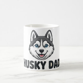 Husky Papa — Lachend Siberisch Husky-gezicht voor Koffiemok
