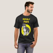 Husky Papa Zwart & Wit Siberische Husky Vader Bro T-shirt (Voorkant volledig)