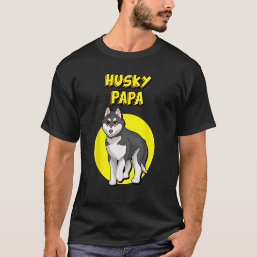 Husky Papa Zwart & Wit Siberische Husky Vader Bro T-shirt (Voorkant)