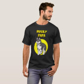 Husky Papa Zwart & Wit Siberische Husky Vader Bro T-shirt (Voorkant volledig)