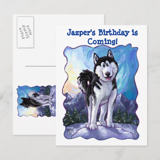 Husky Party Centre Aankondigingskaart (Voorkant / Achterkant)