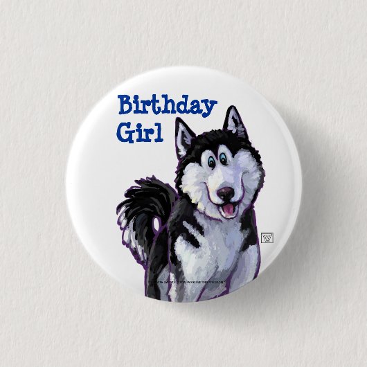 Husky Party Centre Ronde Button 3,2 Cm (Voorkant)