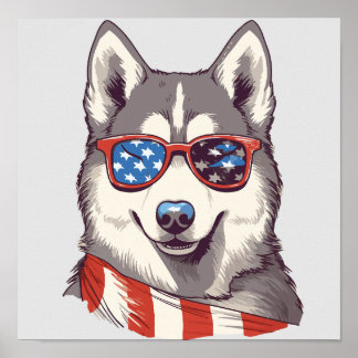 Husky, Patriottische Siberische Husky Poster