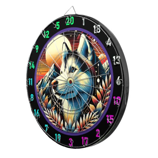 Husky Peak Glow Wall accent Dartbord (Voorkant Rechts)