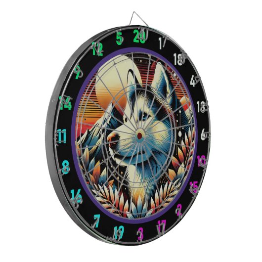 Husky Peak Glow Wall accent Dartbord (Voorkant Links)