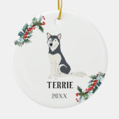 Husky Personalized Kersthond Keramisch Ornament (Voorkant)