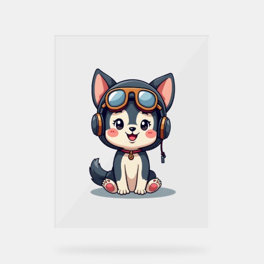 Husky Pilot Hondenliefhebber Malamute Acryl Bord (Voorkant)