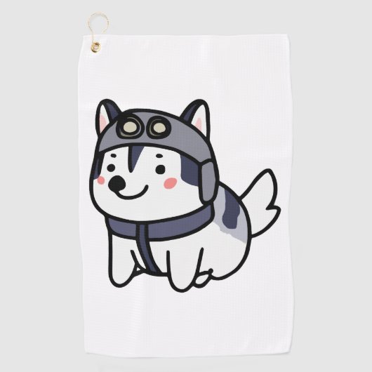 Husky Pilot Hondenliefhebber Malamute Golfhanddoek (Voorkant)