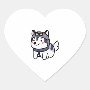 Husky Pilot Hondenliefhebber Malamute Hart Sticker