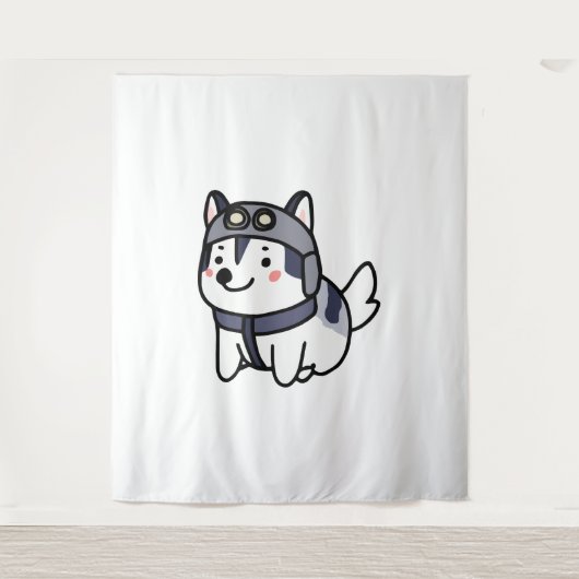 Husky Pilot Hondenliefhebber Malamute Wandkleed (Voorkant)