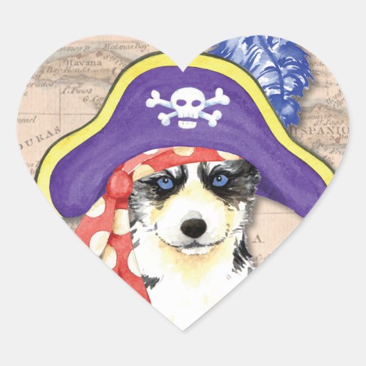 Husky Pirate Hart Sticker (Voorkant)