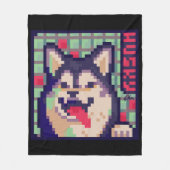 Husky Pixel Art, Pixelart Fleece Deken (Voorkant)