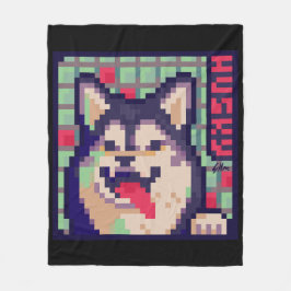 Husky Pixel Art, Pixelart Fleece Deken