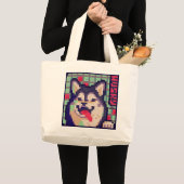 Husky, Pixel Art, pixelart Grote Tote Bag (Voorkant (product))