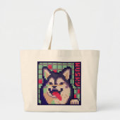 Husky, Pixel Art, pixelart Grote Tote Bag (Voorkant)