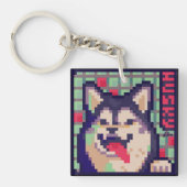 Husky, Pixel Art, pixelart Sleutelhanger (voorkant)